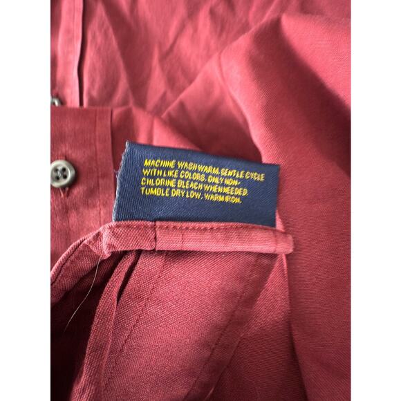 Club Room Size L 80s Pinpoint Oxford Casual Button Shirt Red Long Sleeve - Picture 8 of 9